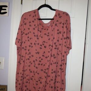 Lane Bryant Pink Floral Short Sleeve Top